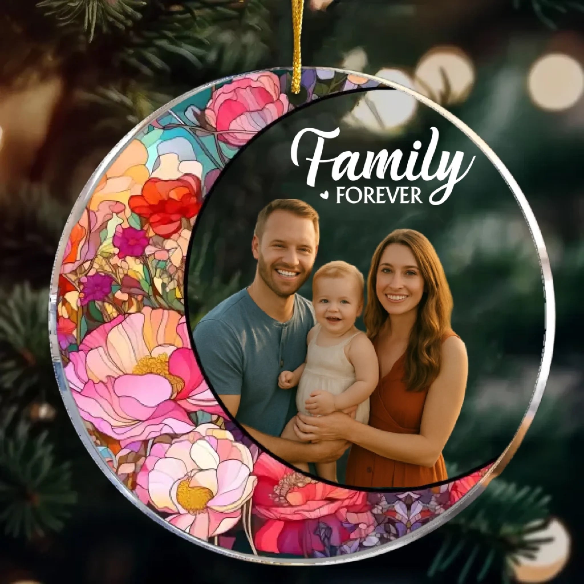 Custom Photo Family - Stained Glass - Personalized Acrylic Photo Ornament 685822 - DiyGiftly