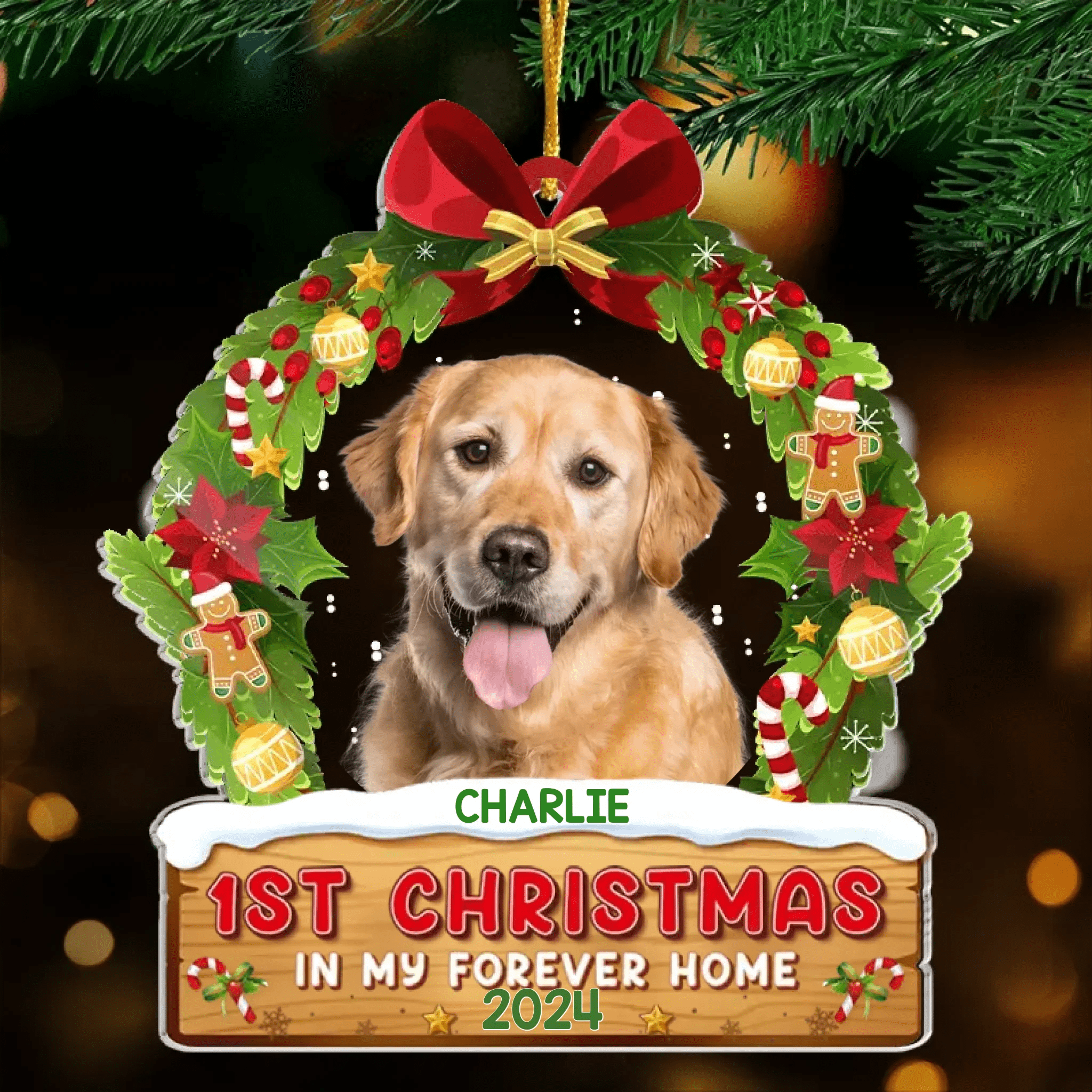 Custom Photo First Christmas In My Forever Home - Dog & Cat Personalized Custom Ornament - Acrylic Custom Shaped - Christmas Gift For Pet Owners, Pet Lovers 671536 - DiyGiftly