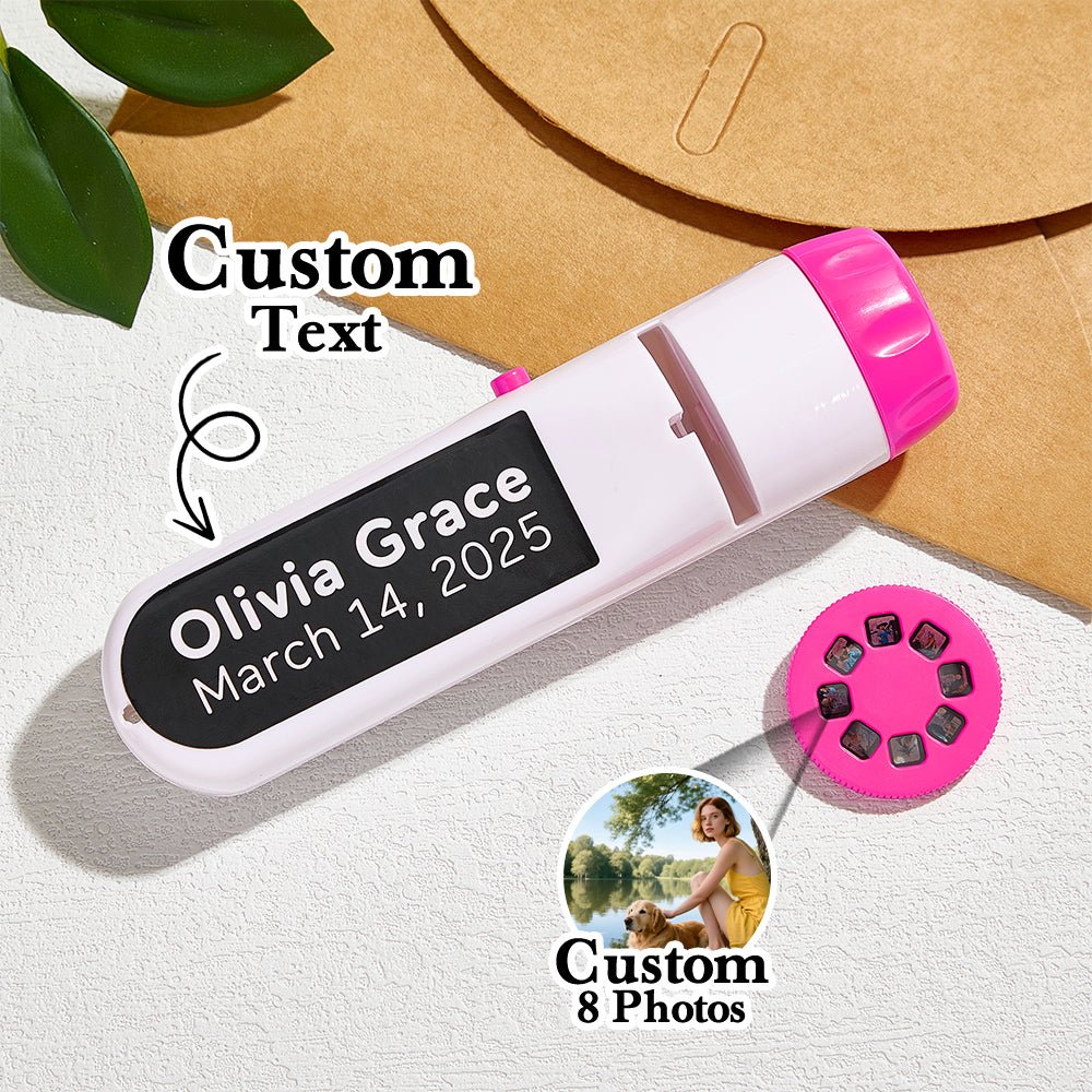 Custom Photo Flashlight Personalized Text and Photo Viewer with Your Own Photos Family Anniversary Gift - DiyGiftly
