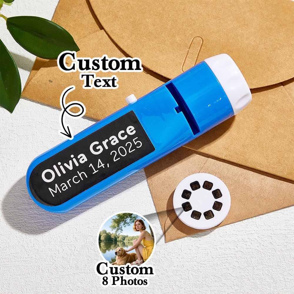 Custom Photo Flashlight Personalized Text and Photo Viewer with Your Own Photos Family Anniversary Gift - DiyGiftly