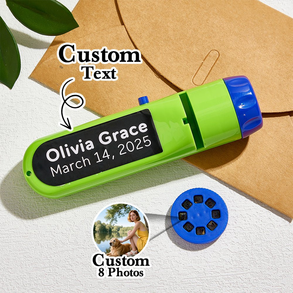 Custom Photo Flashlight Personalized Text and Photo Viewer with Your Own Photos Family Anniversary Gift - DiyGiftly