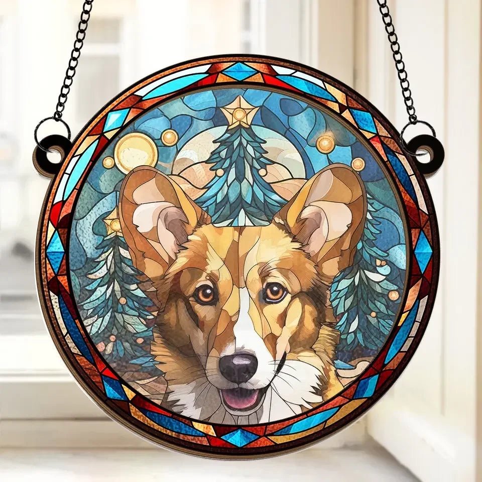 personalized photo loss of dog gift suncatcher ornament window hanging keepsake main view