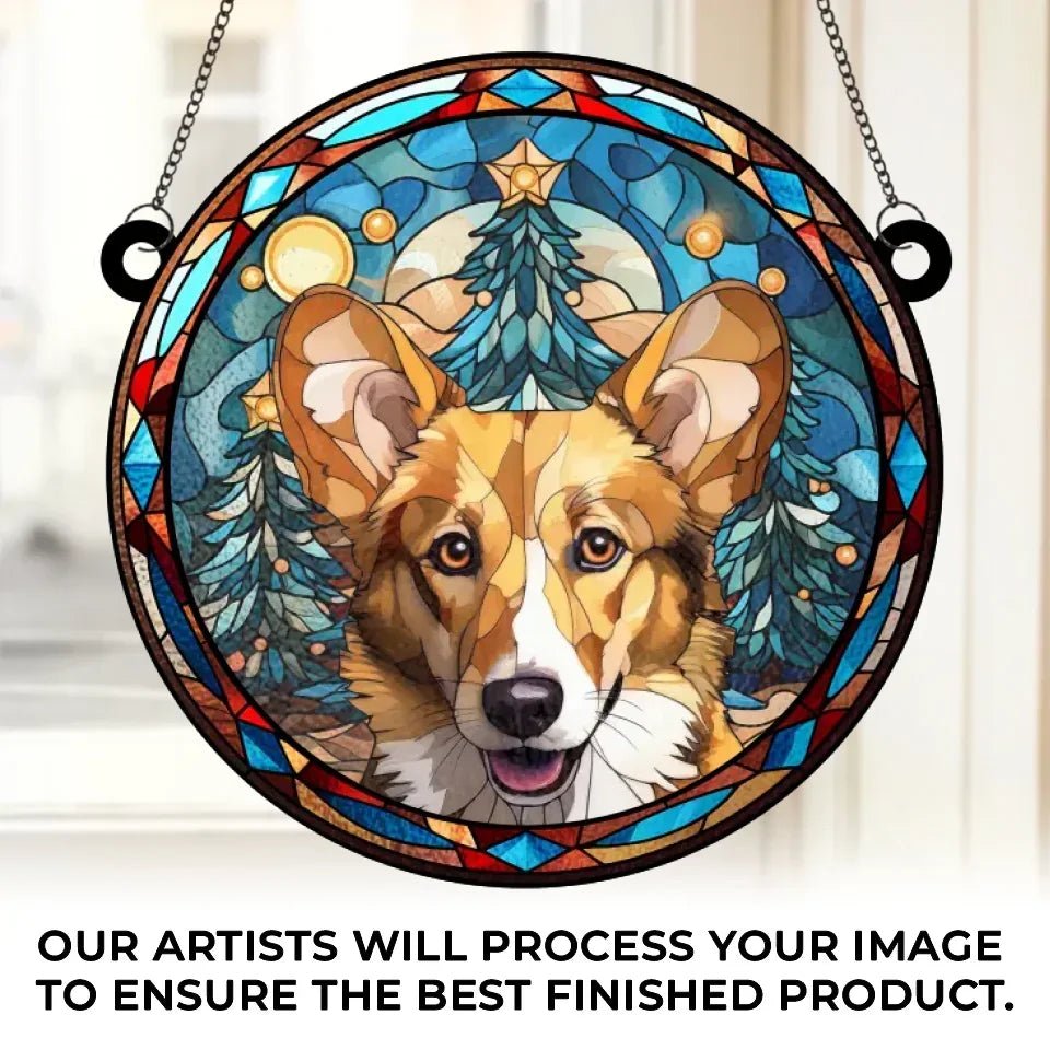 loss of dog gift suncatcher ornament personalized photo window hanging keepsake detail view