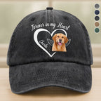 Custom Photo “Forever In My Heart” Memorial Baseball Cap – Personalized Washed Denim Hat, Remembrance Keepsake, Sympathy Gift, Custom Loss of Loved One or Pet Hat 00283136 - DiyGiftly