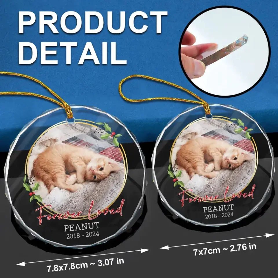 Custom Photo Forever Loved Memorial - Personalized Circle Glass Ornament 688293 - DiyGiftly