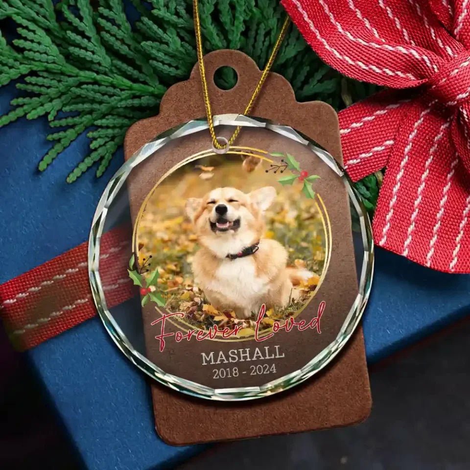Custom Photo Forever Loved Memorial - Personalized Circle Glass Ornament 688293 - DiyGiftly