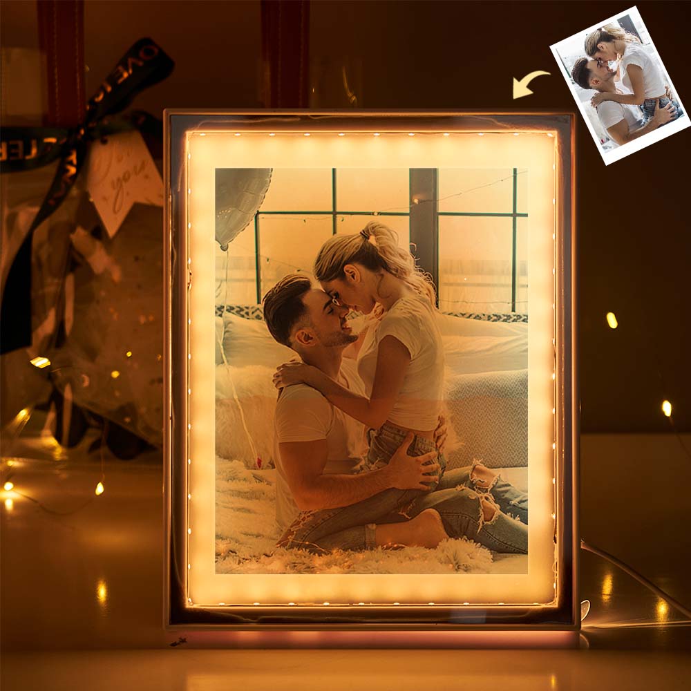 Custom Photo Frame Mirror Night Light – Personalized Birthday, Valentine’s Day, Christmas & Anniversary Gift - DiyGiftly