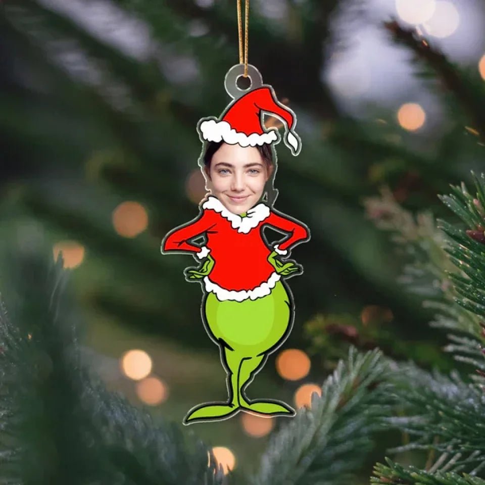 Custom Photo Funny Christmas Custom Face Family, Friends Acrylic Ornament 689245 - DiyGiftly