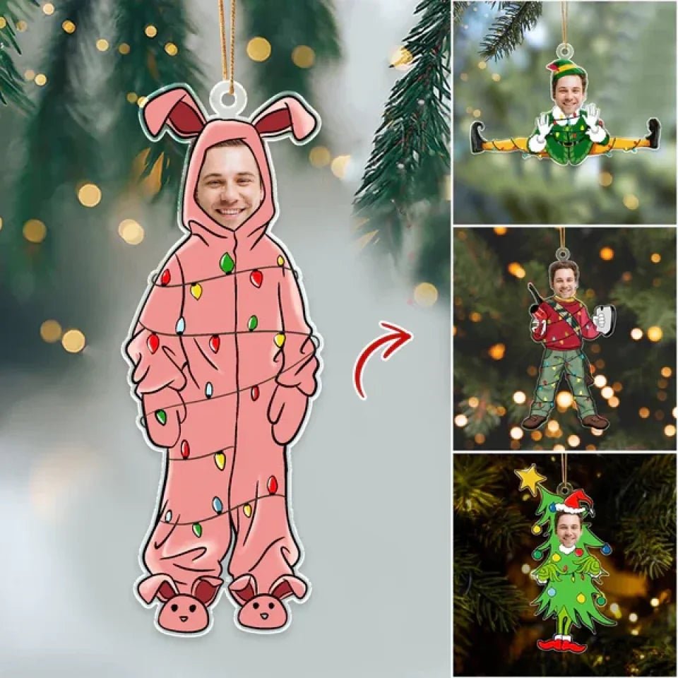 Custom Photo Funny Christmas Custom Face Family, Friends Acrylic Ornament 689245 - DiyGiftly