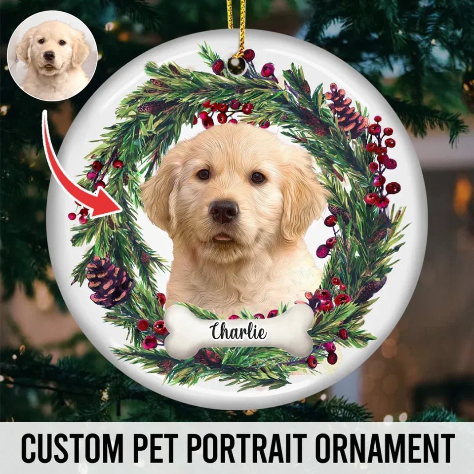 Custom Photo Fur Baby Christmas - Dog & Cat Personalized Custom Ornament - Ceramic Round Shaped - Christmas Gift For Pet Owners, Pet Lovers 671506 - DiyGiftly