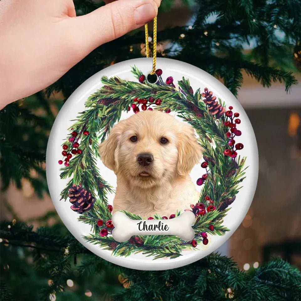 Custom Photo Fur Baby Christmas - Dog & Cat Personalized Custom Ornament - Ceramic Round Shaped - Christmas Gift For Pet Owners, Pet Lovers 671506 - DiyGiftly