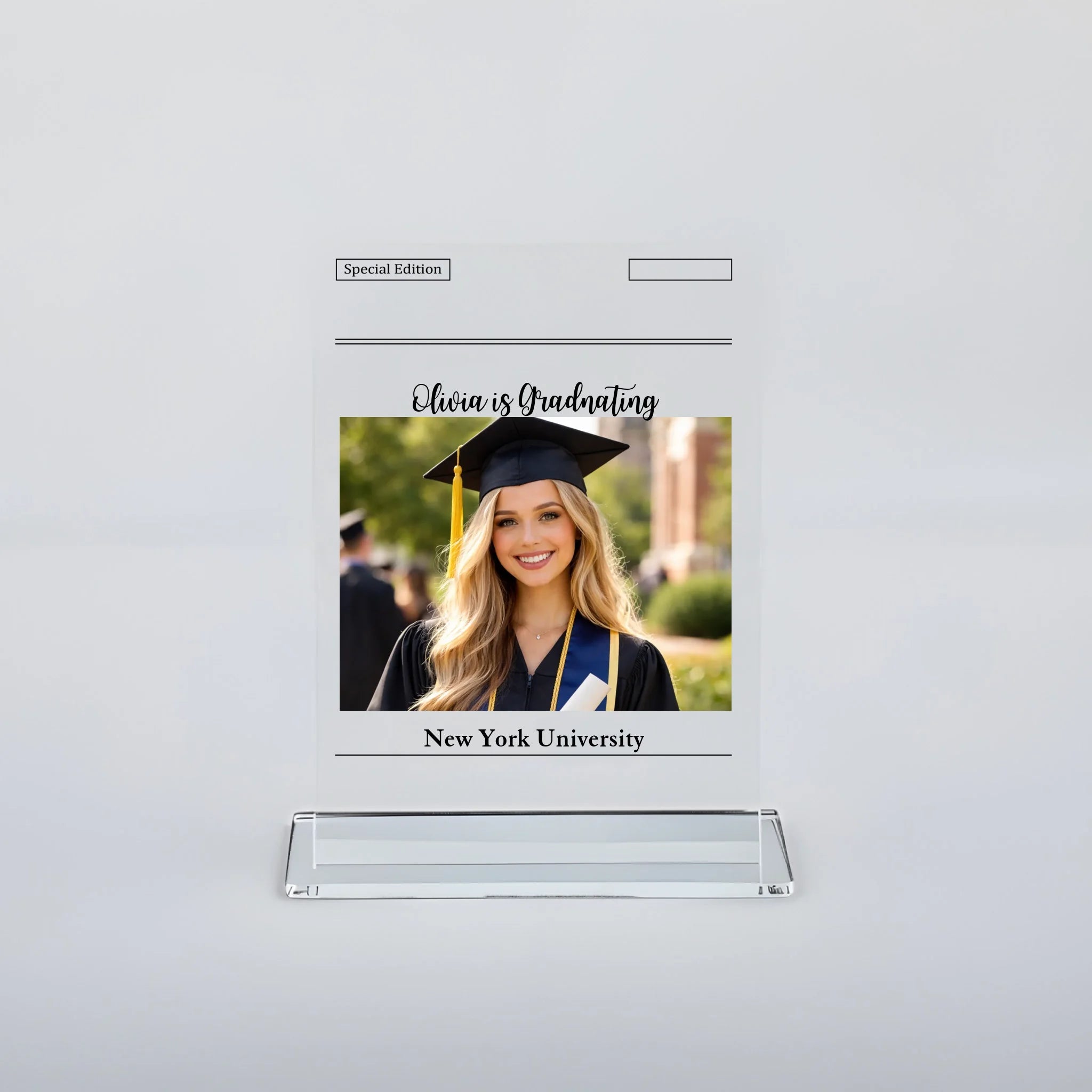 acrylic plaque gift for daughter custom photo graduation close up