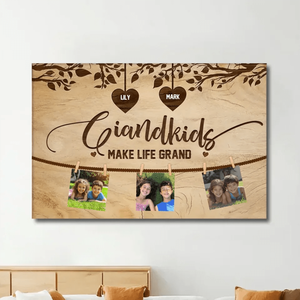 grandkids make life grand poster personalized photo keepsake grandparents day gift