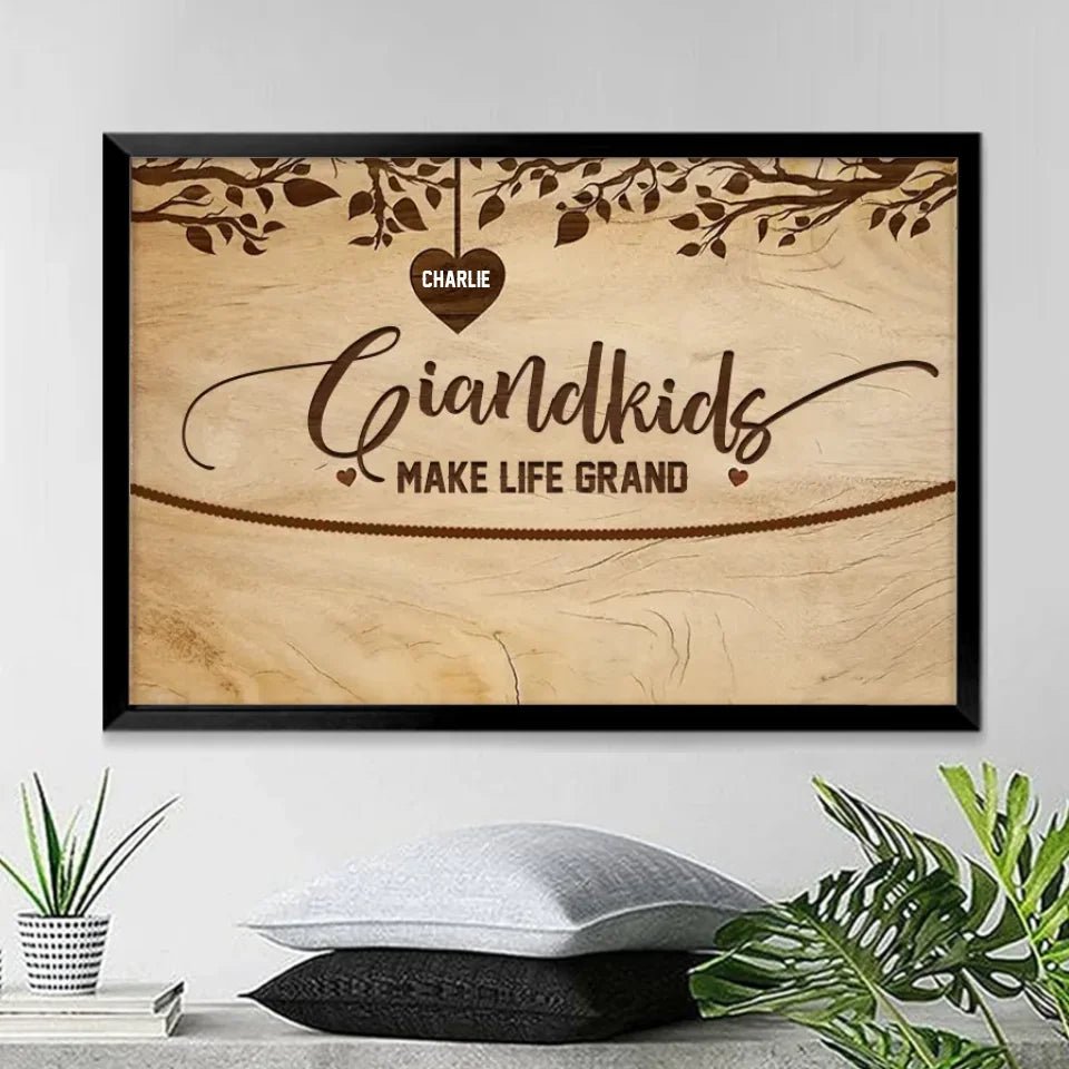 grandkids make life grand photo keepsake poster grandparents day gift
