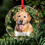 Custom Photo Happiness Is Having A Cat Or Dog By Your Side - Dog & Cat Personalized Custom Circle Glass Ornament - Christmas Gift For Pet Owners, Pet Lovers 686125 - DiyGiftly