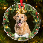Custom Photo Happiness Is Having A Cat Or Dog By Your Side - Dog & Cat Personalized Custom Circle Glass Ornament - Christmas Gift For Pet Owners, Pet Lovers 686125 - DiyGiftly
