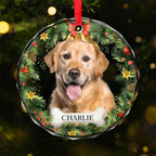 Custom Photo Happiness Is Having A Cat Or Dog By Your Side - Dog & Cat Personalized Custom Circle Glass Ornament - Christmas Gift For Pet Owners, Pet Lovers 686125 - DiyGiftly