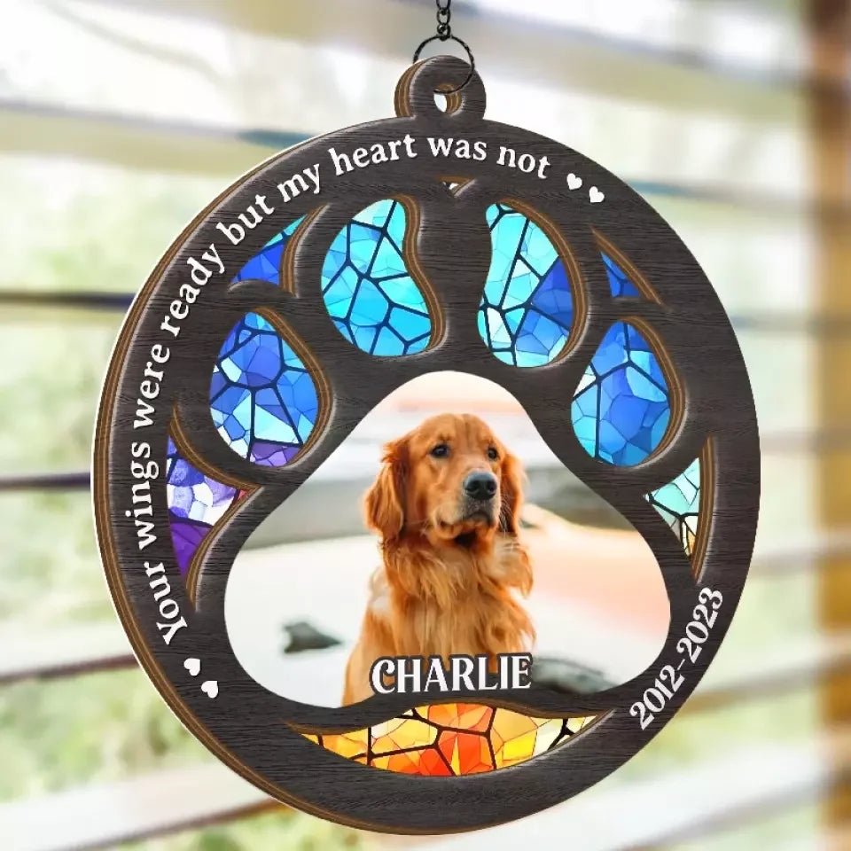 Custom Photo Hard To Say Goodbye To You - Memorial Personalized Window Hanging Suncatcher Ornament - Sympathy Gift For Pet Owners, Pet Lovers 665488 - DiyGiftly