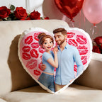 gifts for wife Eternal Love - Personalized Keepsake - Photo Heart-shaped Pillow with Red Lips Design Personalized Pillow Vale