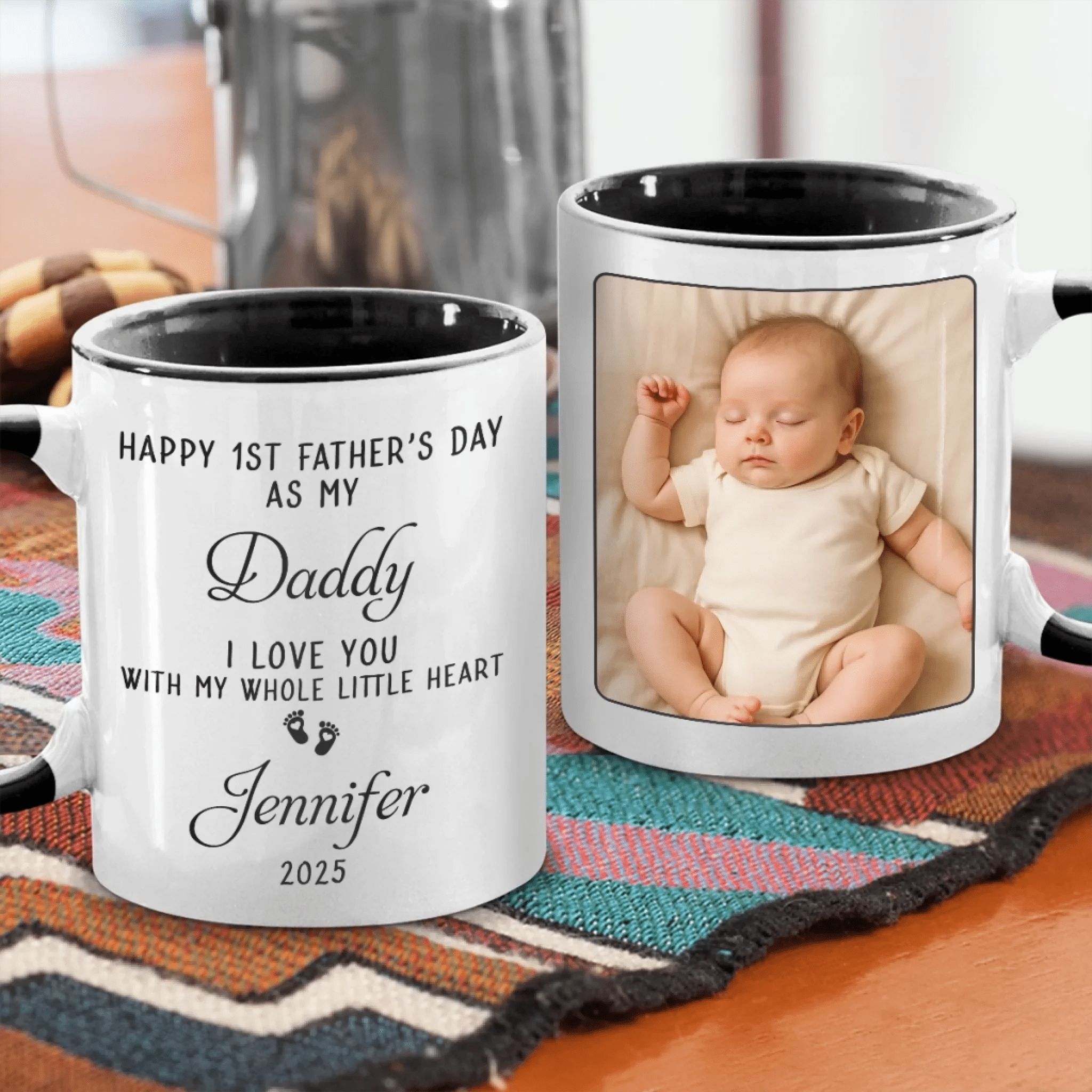 Custom Photo Hold Me Close, Even When Apart - Family Personalized Custom Accent Mug - Father's Day, Gift For Dad 85205248 - DiyGiftly