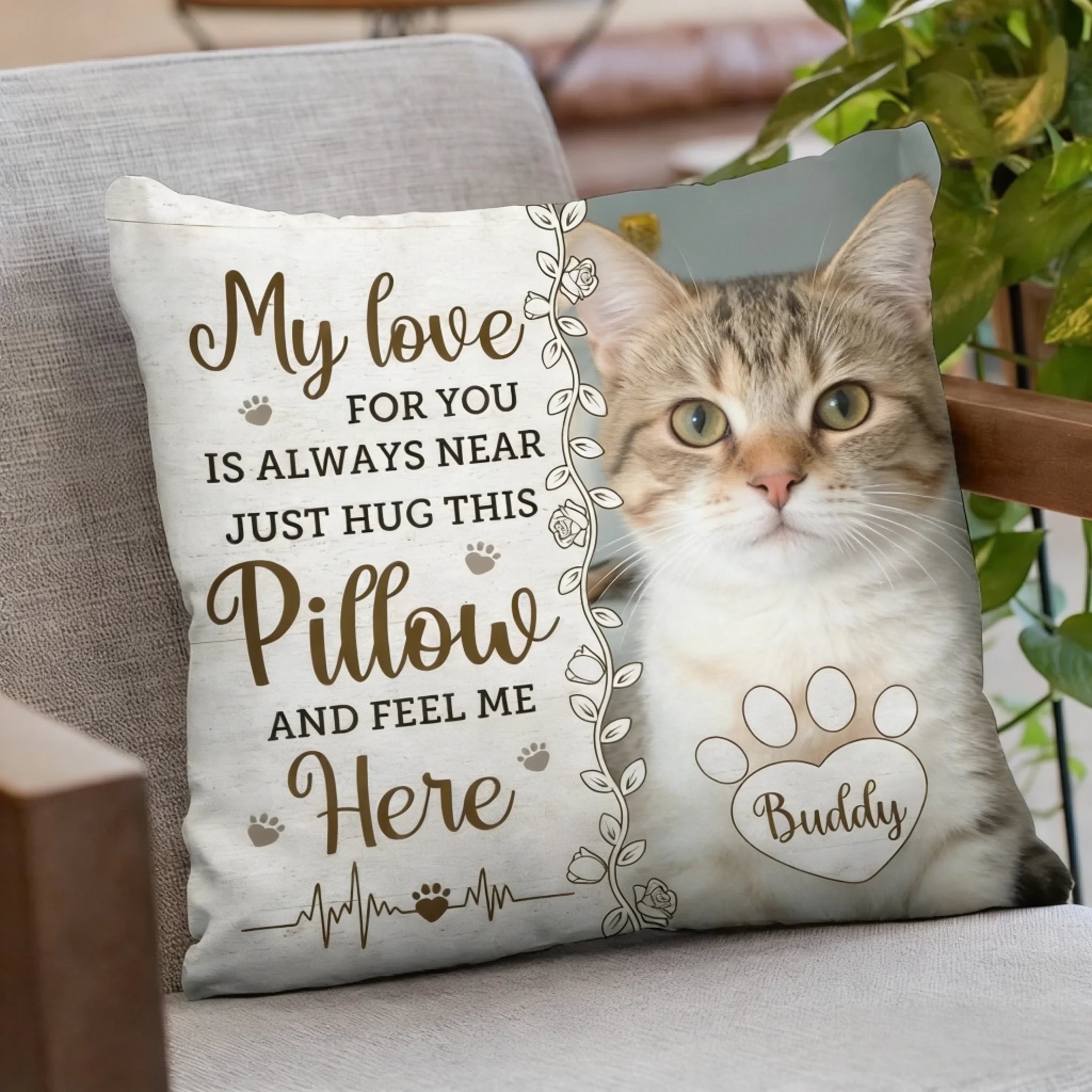 personalized cat photo pillow hug this then you know i m here loss of cat gift