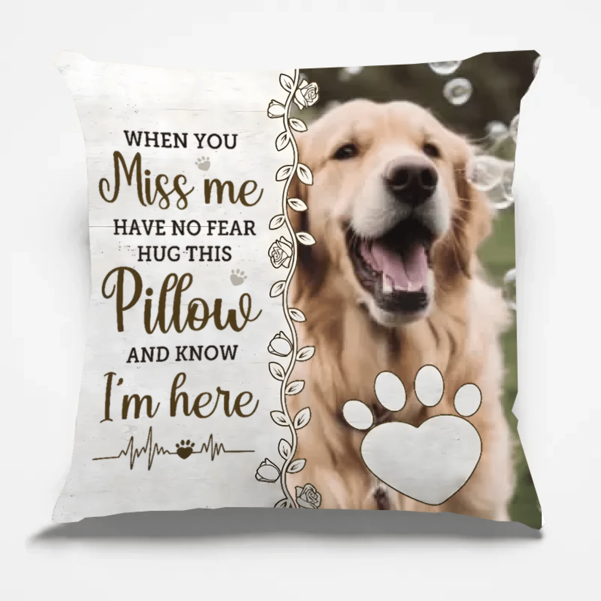 Custom Photo Hug This Pillow Then You Know I'm Here - Memorial Personalized Custom Pillow - Sympathy Gift, Gift For Pet Owners, Pet Lovers 683313 - DiyGiftly