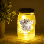 Single color warm light Mason Jar Light Personalized Cat Photo Soft Glowing Memorial Accent