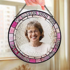 Custom Photo In Every Heartbeat, Your Love Lives On - Memorial Personalized Custom Stained Glass Window Hanging Suncatcher - Sympathy Gift For Family Members 666934 - DiyGiftly