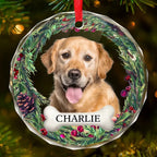 Custom Photo Journeying To The Rainbow Bridge, Leaving Love In Every Step - Memorial Personalized Custom Circle Glass Ornament - Christmas Gift, Sympathy Gift For Pet Owners, Pet Lovers 685968 - DiyGiftly