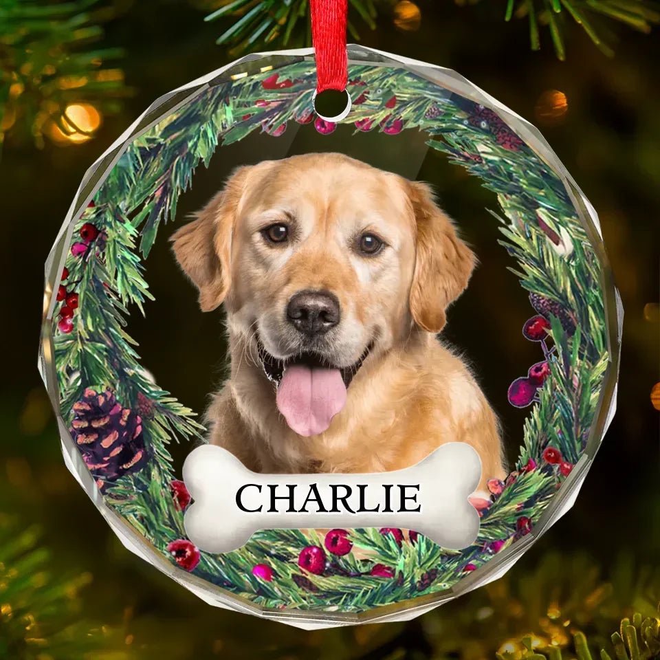Custom Photo Journeying To The Rainbow Bridge, Leaving Love In Every Step - Memorial Personalized Custom Circle Glass Ornament - Christmas Gift, Sympathy Gift For Pet Owners, Pet Lovers 685968 - DiyGiftly