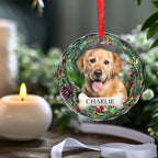 Custom Photo Journeying To The Rainbow Bridge, Leaving Love In Every Step - Memorial Personalized Custom Circle Glass Ornament - Christmas Gift, Sympathy Gift For Pet Owners, Pet Lovers 685968 - DiyGiftly