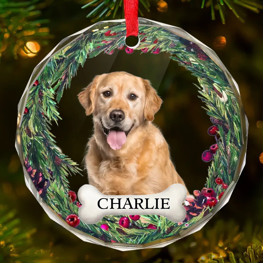 Custom Photo Journeying To The Rainbow Bridge, Leaving Love In Every Step - Memorial Personalized Custom Circle Glass Ornament - Christmas Gift, Sympathy Gift For Pet Owners, Pet Lovers 685968 - DiyGiftly