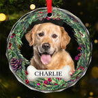 Custom Photo Journeying To The Rainbow Bridge, Leaving Love In Every Step - Memorial Personalized Custom Circle Glass Ornament - Christmas Gift, Sympathy Gift For Pet Owners, Pet Lovers 685968 - DiyGiftly