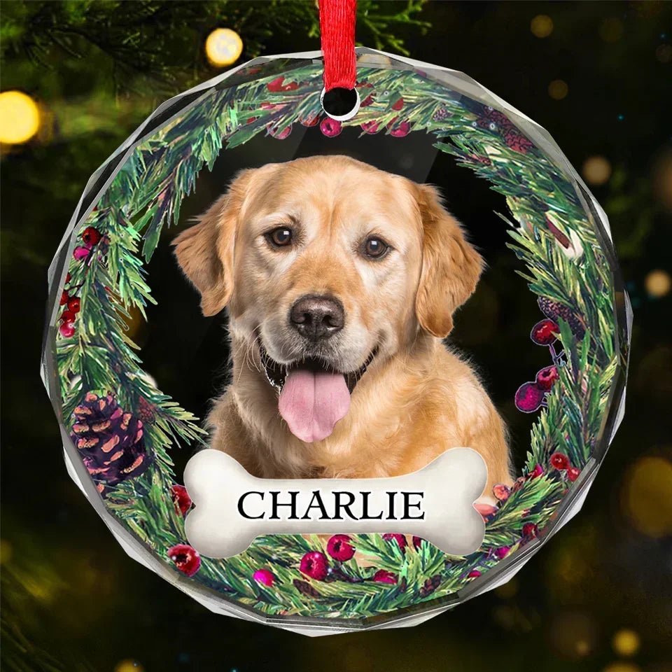 Custom Photo Journeying To The Rainbow Bridge, Leaving Love In Every Step - Memorial Personalized Custom Circle Glass Ornament - Christmas Gift, Sympathy Gift For Pet Owners, Pet Lovers 685968 - DiyGiftly