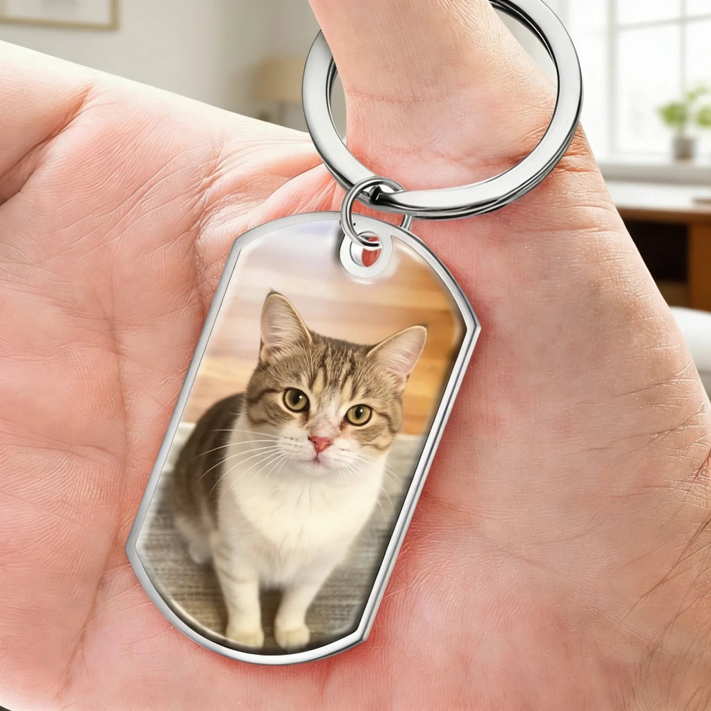 steel Custom Photo Keepsake Personalized Cat Memorial Keychain Loss of Gift