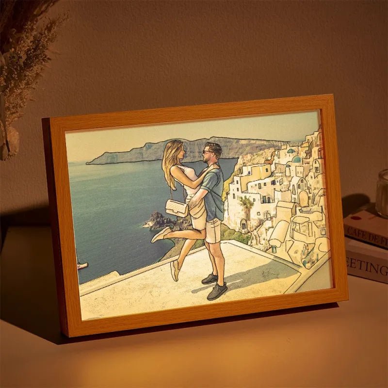 Custom Photo Lamp Personalized Line Art Light Valentine's Day Gift for Her - DiyGiftly