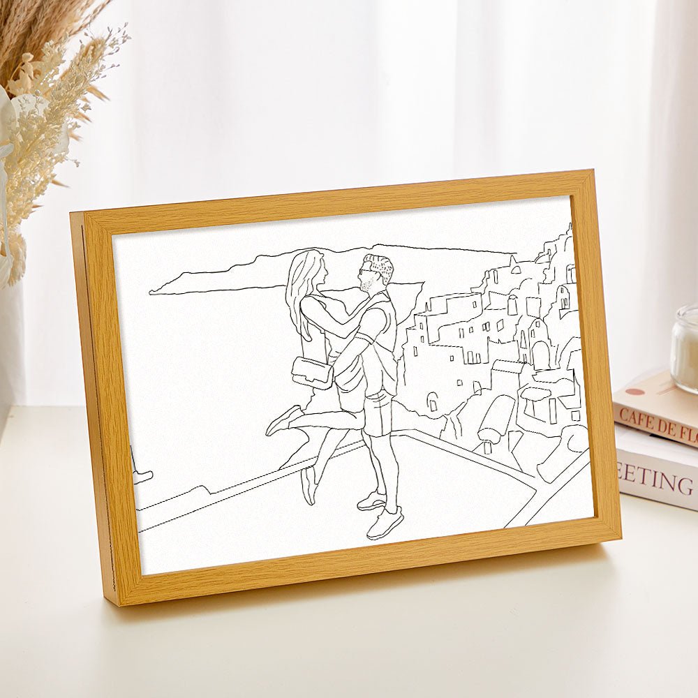 Custom Photo Lamp Personalized Line Art Light Valentine's Day Gift for Her - DiyGiftly