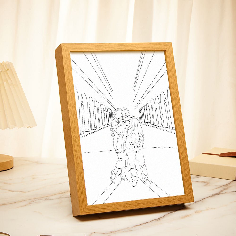 Custom Photo Lamp Personalized Line Art Light Valentine's Day Gift for Her - DiyGiftly
