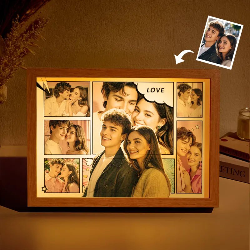 Custom Photo Light Photo Collage Love Couple Lamp Anniversary Gifts Valentines Gift Christmas Gift - DiyGiftly