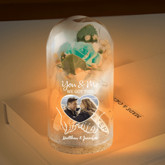 Custom Photo Light Up Dandelion In Glass Dome - Personalized Anniversary Wedding Gifts For Husband And Wife, Him And Her - Our Story, Our Way 12067072 - DiyGiftly