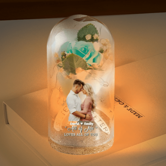 Custom Photo Light Up Eternal Rose In Glass Dome - Personalized Anniversary Wedding Gifts For Husband And Wife, Him And Her - You Light Up My World 23891712 - DiyGiftly