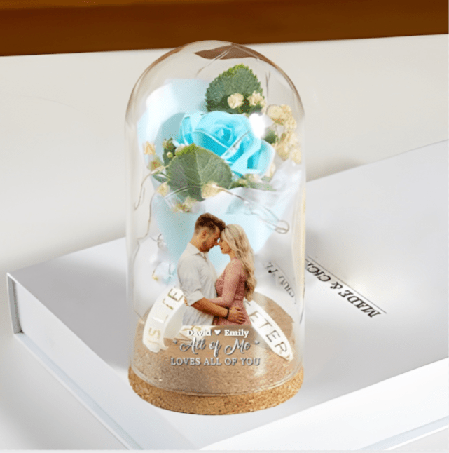 Custom Photo Light Up Eternal Rose In Glass Dome - Personalized Anniversary Wedding Gifts For Husband And Wife, Him And Her - You Light Up My World 23891712 - DiyGiftly