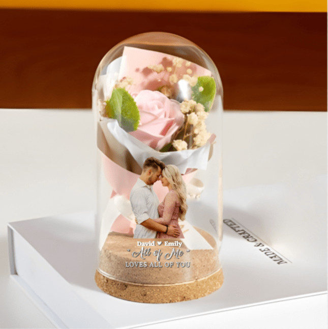 Custom Photo Light Up Eternal Rose In Glass Dome - Personalized Anniversary Wedding Gifts For Husband And Wife, Him And Her - You Light Up My World 23891712 - DiyGiftly