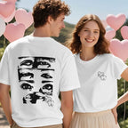 Custom Photo Line Art Style T-shirt Personalized Eyes Shirt for Couple Valentines Gift - DiyGiftly