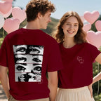 Custom Photo Line Art Style T-shirt Personalized Eyes Shirt for Couple Valentines Gift - DiyGiftly