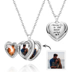 gifts for wife Love Her Always - Heartfelt Gift - Photo Locket Necklace I Love You to The Moon and Back Locket Pendant 4 Phot