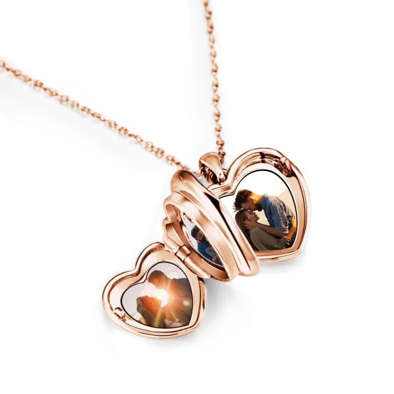 gifts for wife Love Her Always - Heartfelt Gift - Photo Locket Necklace I Love You to The Moon and Back Locket Pendant 4 Phot
