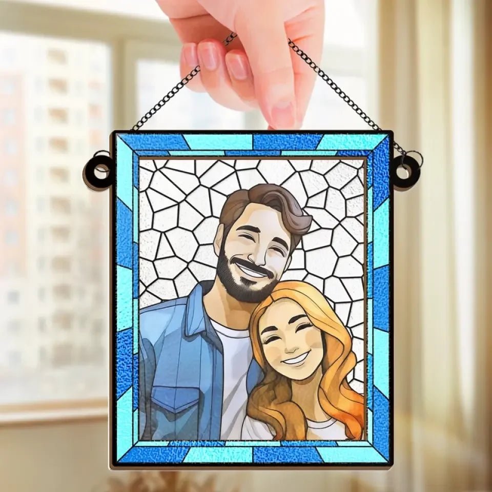 Custom Photo Love You More Every Day - Couple Personalized Window Hanging Suncatcher - Gift For Husband Wife, Anniversary 660537 - DiyGiftly