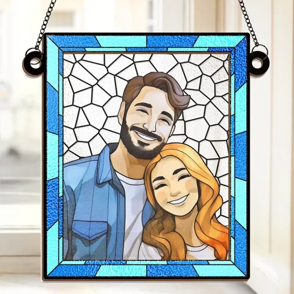 Custom Photo Love You More Every Day - Couple Personalized Window Hanging Suncatcher - Gift For Husband Wife, Anniversary 660537 - DiyGiftly