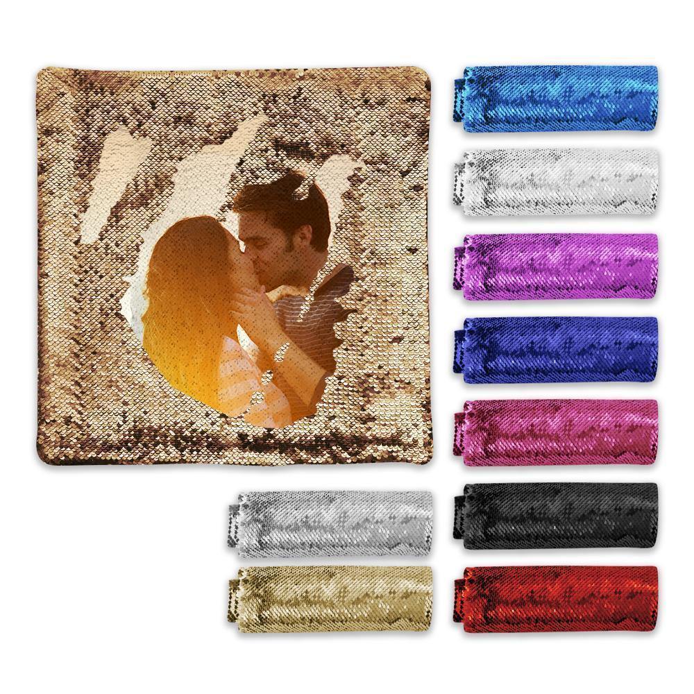 Custom Photo Magic Sequin Pillowcase Cover Only (Insert Not Included) – Multiple Colors - DiyGiftly